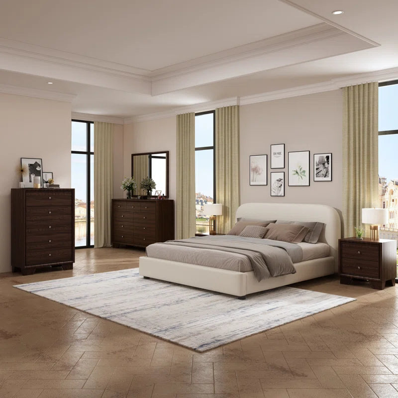 Arden Upholstered Bed in Beige