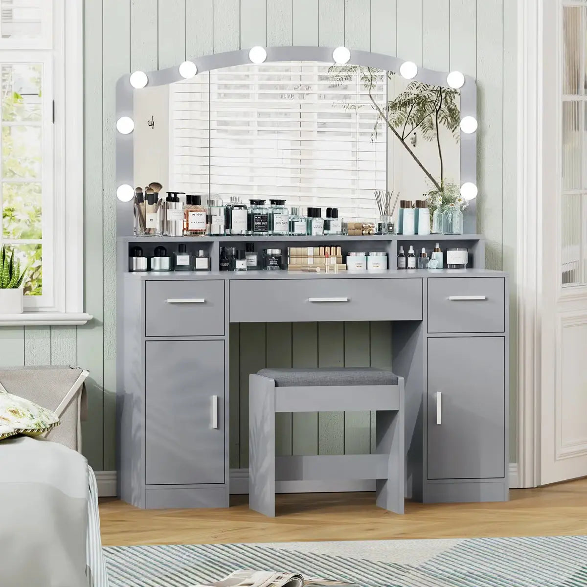 Areena Vanity Table Set with Mirror and Stool – Holiday Gift for Makeup Enthusiasts - OUCH CART |Dressing table