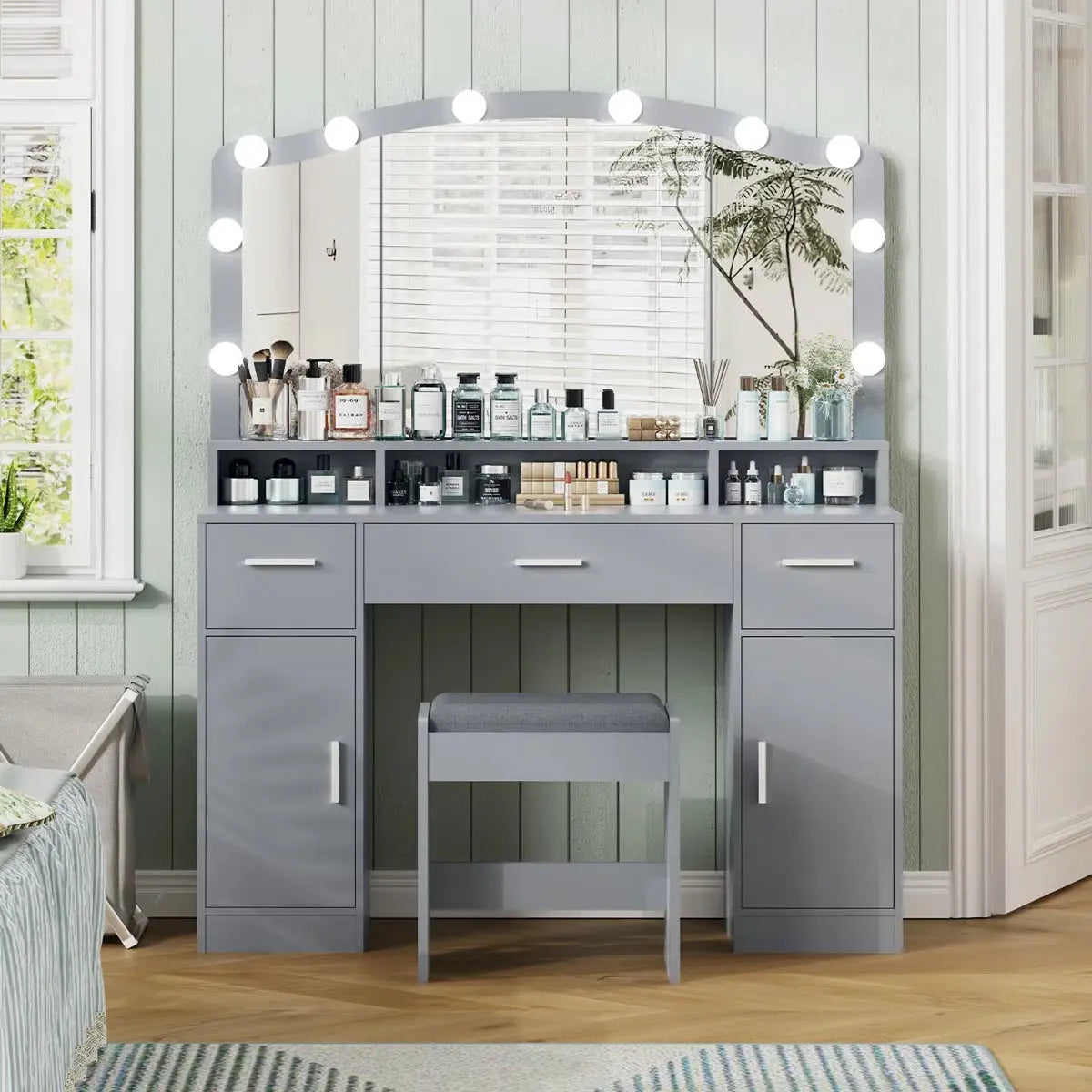 Areena Vanity Table Set with Mirror and Stool – Holiday Gift for Makeup Enthusiasts - OUCH CART |Dressing table