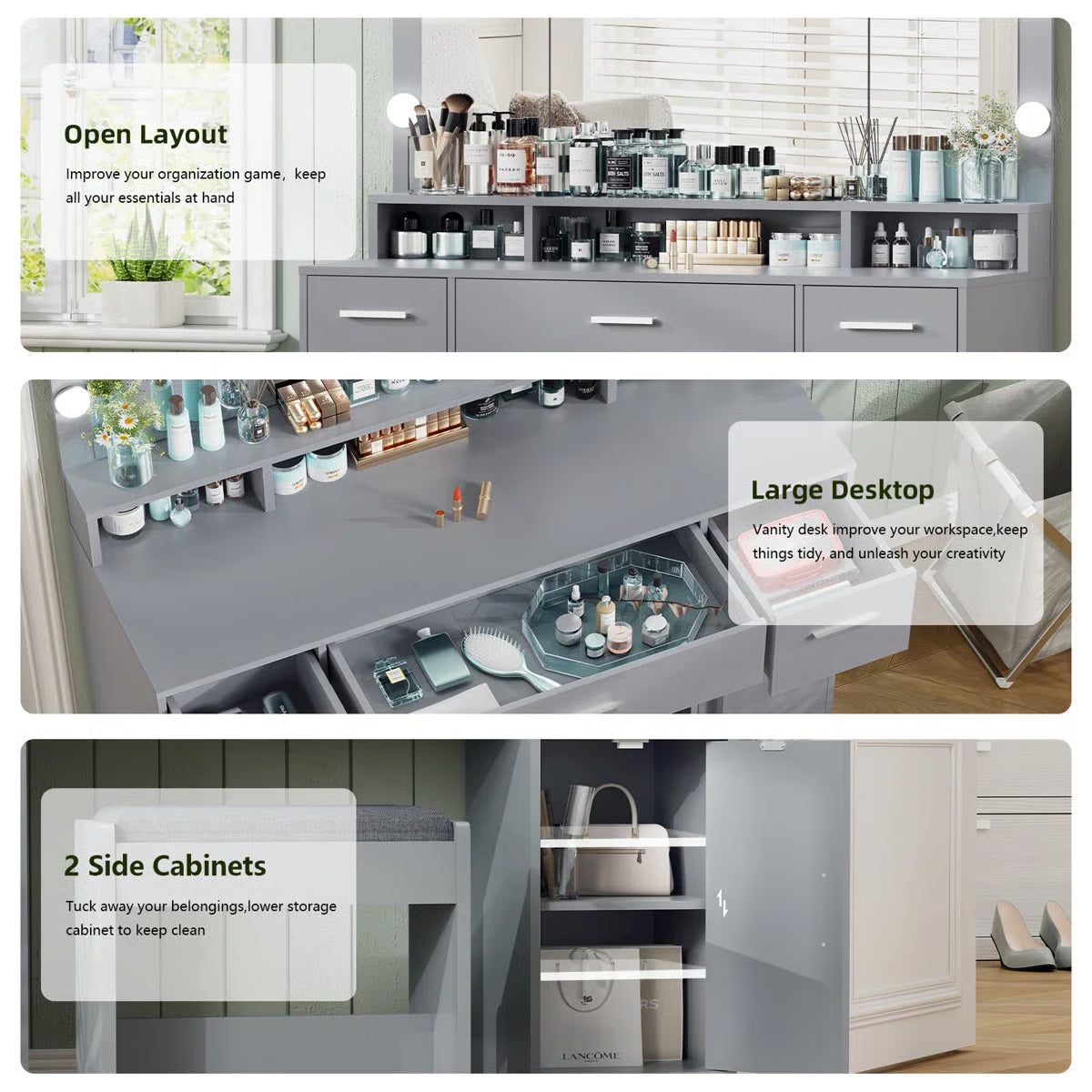 Areena Vanity Table Set with Mirror and Stool – Holiday Gift for Makeup Enthusiasts - OUCH CART |Dressing table