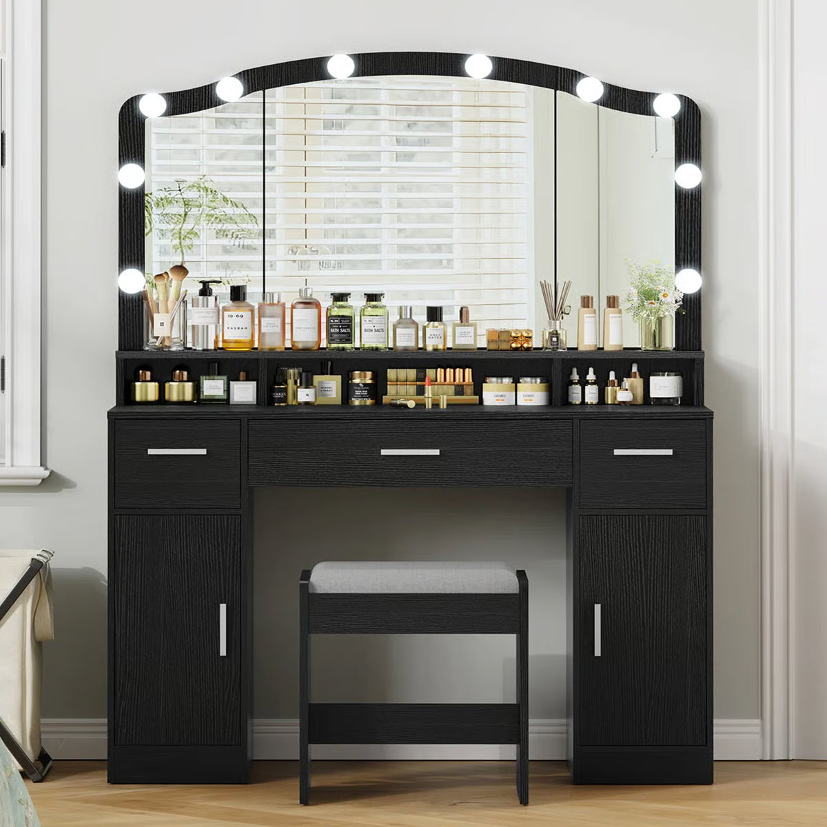Areena Vanity Table Set with Mirror and Stool – Holiday Gift for Makeup Enthusiasts