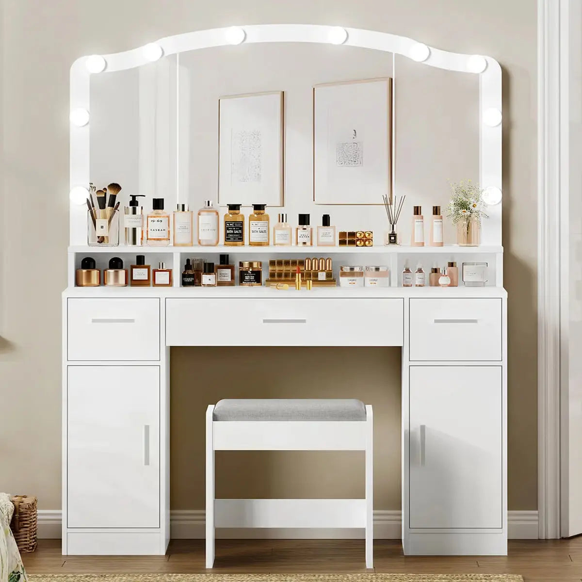 Areena Vanity Table Set with Mirror and Stool – Holiday Gift for Makeup Enthusiasts - OUCH CART |Dressing table