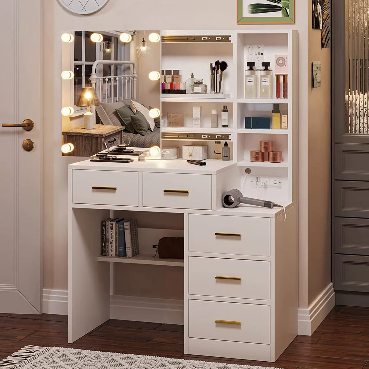 Luxury Ashwani Makeup Vanity Desk with Storage Drawers