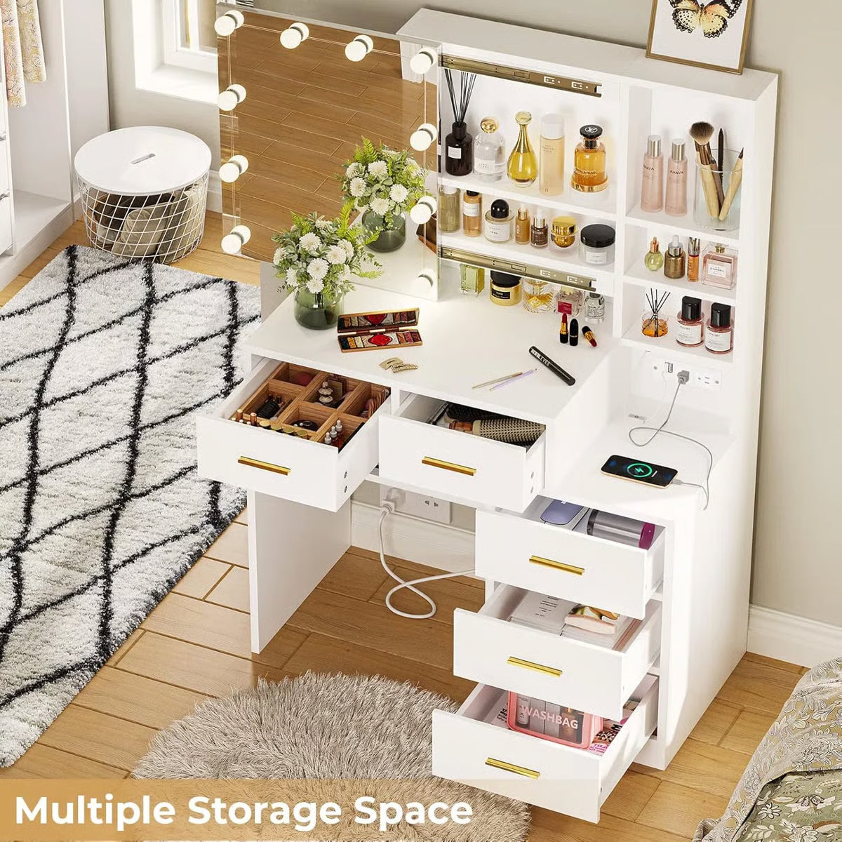 Luxury Ashwani Makeup Vanity Desk with Storage Drawers- OUCH CART | Dressing table