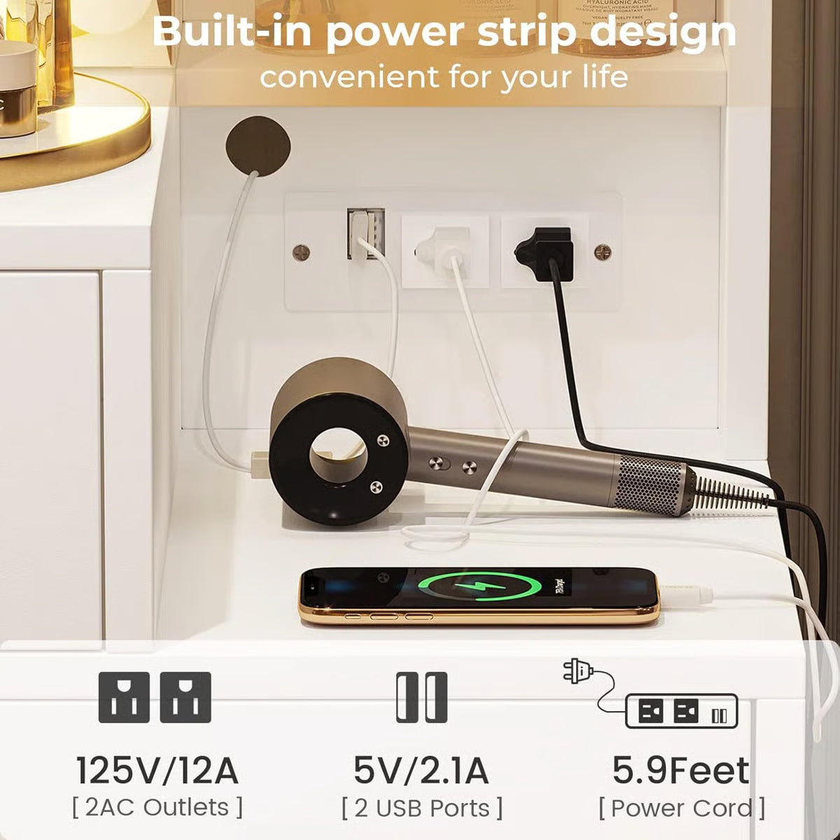 Luxury Ashwani Makeup Vanity Desk with Storage Drawers