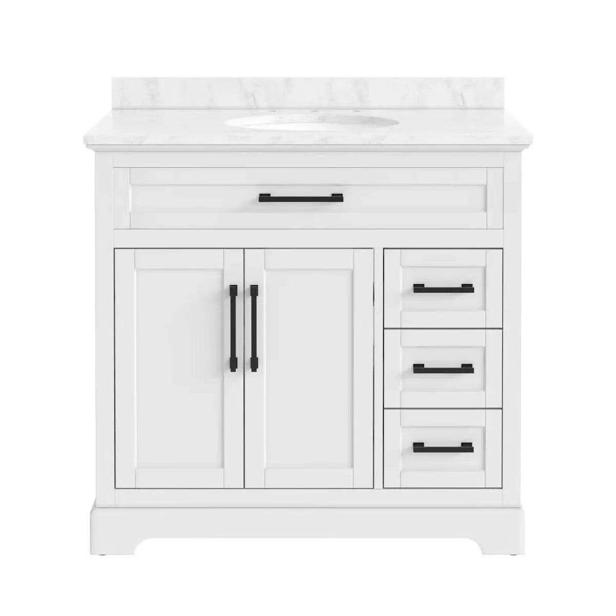 Auben 36" Modern Bathroom Vanity – Engineered Faux Marble Top & Storage Drawers