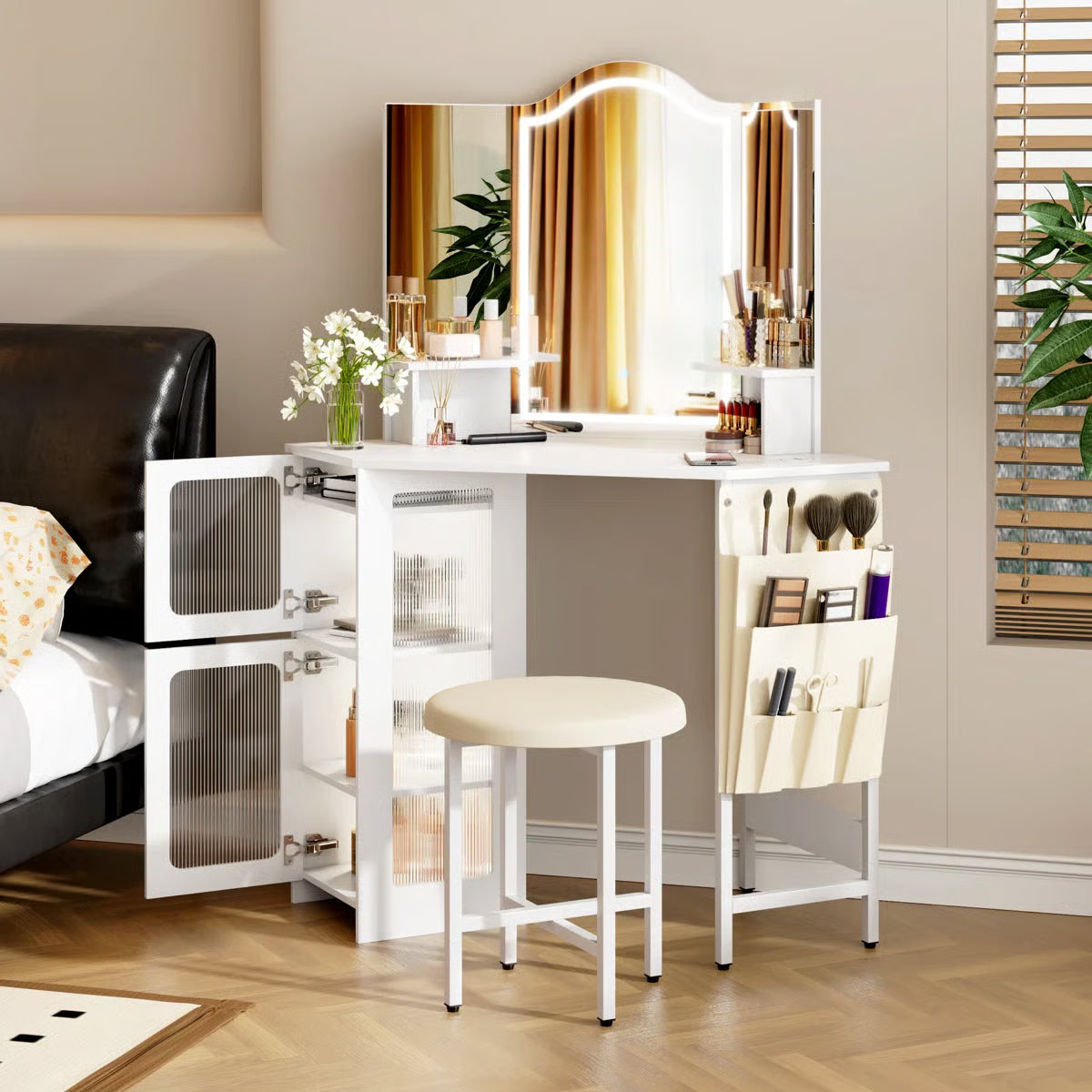 Audryanna Vanity Desk for Bedroom with Mirror and Elegant Design