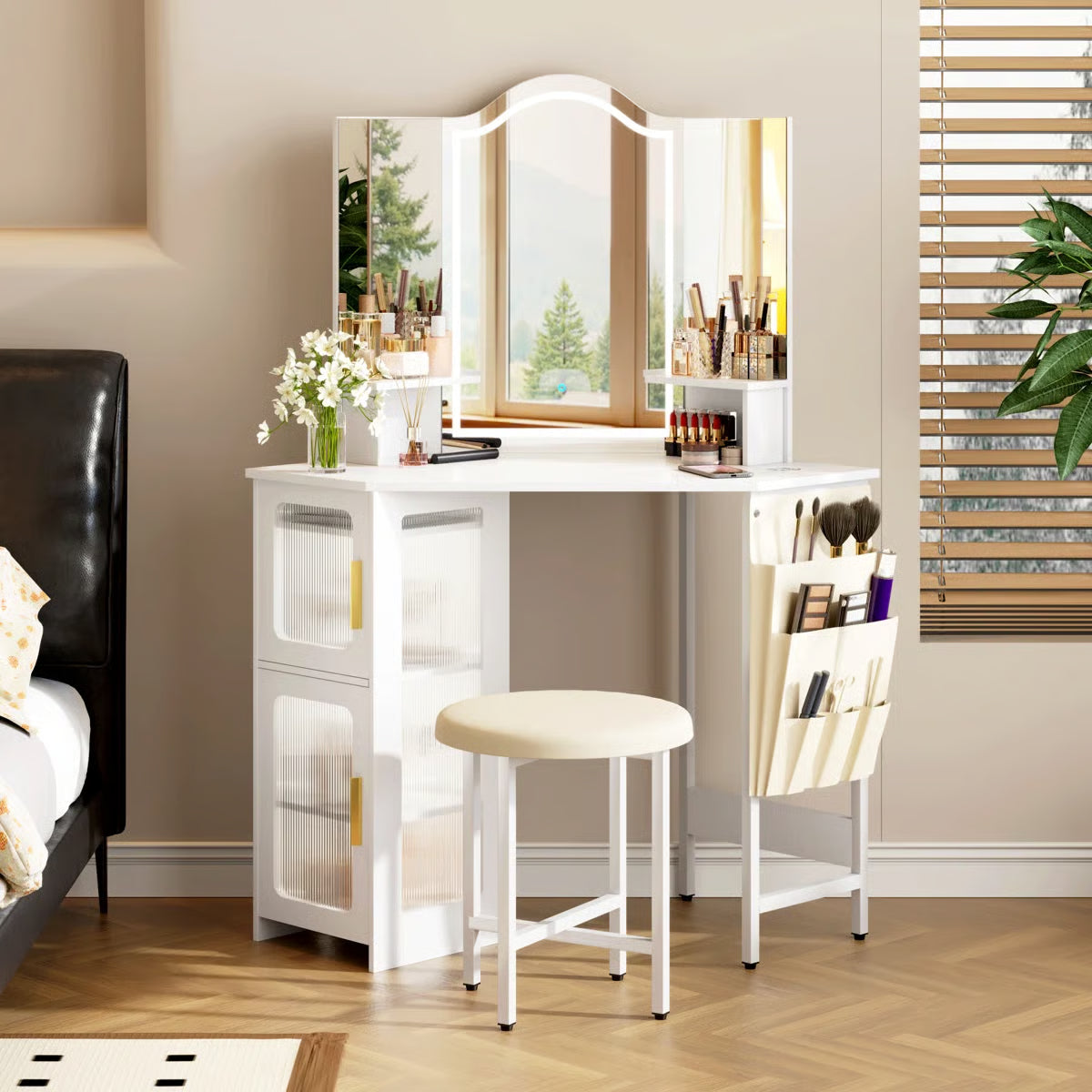 Audryanna Vanity Desk for Bedroom with Mirror and Elegant Design
