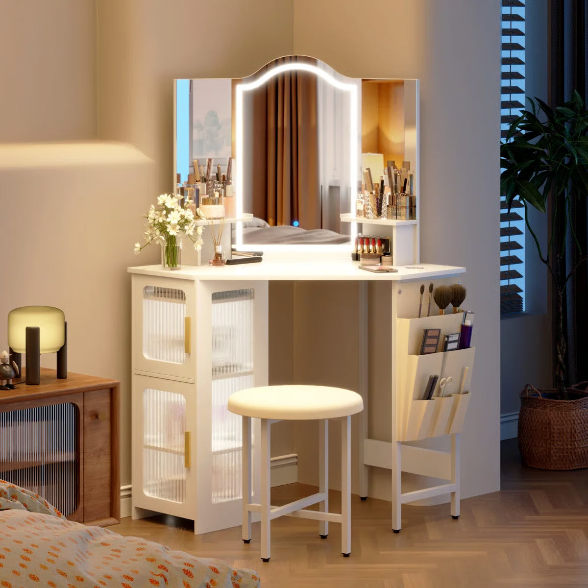 Audryanna Vanity Desk for Bedroom with Mirror and Elegant Design