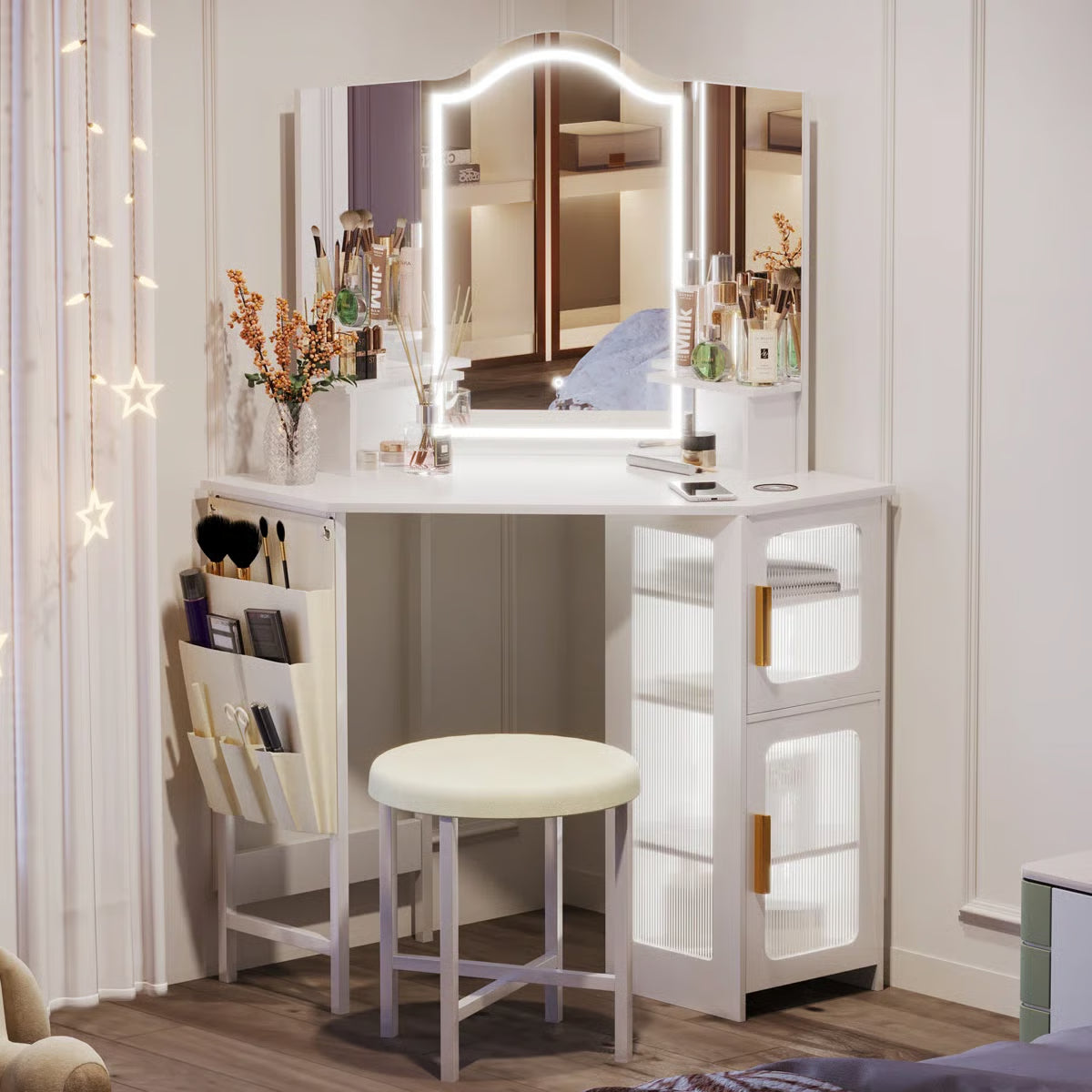 Audryanna Vanity Desk for Bedroom with Mirror and Elegant Design
