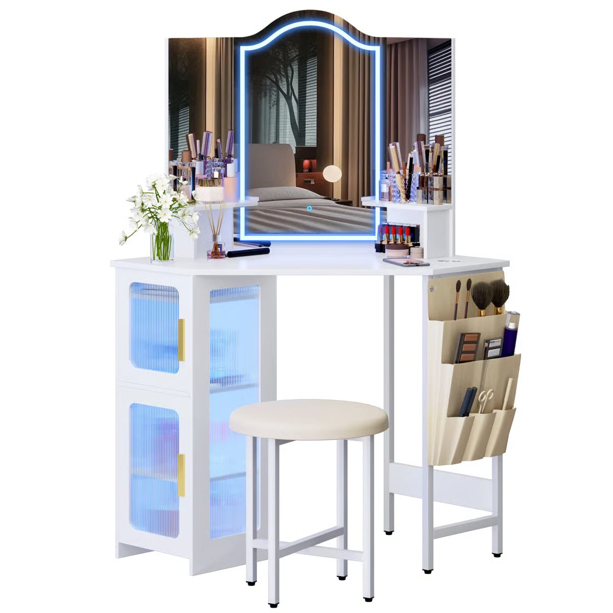 Audryanna Vanity Desk for Bedroom with Mirror and Elegant Design