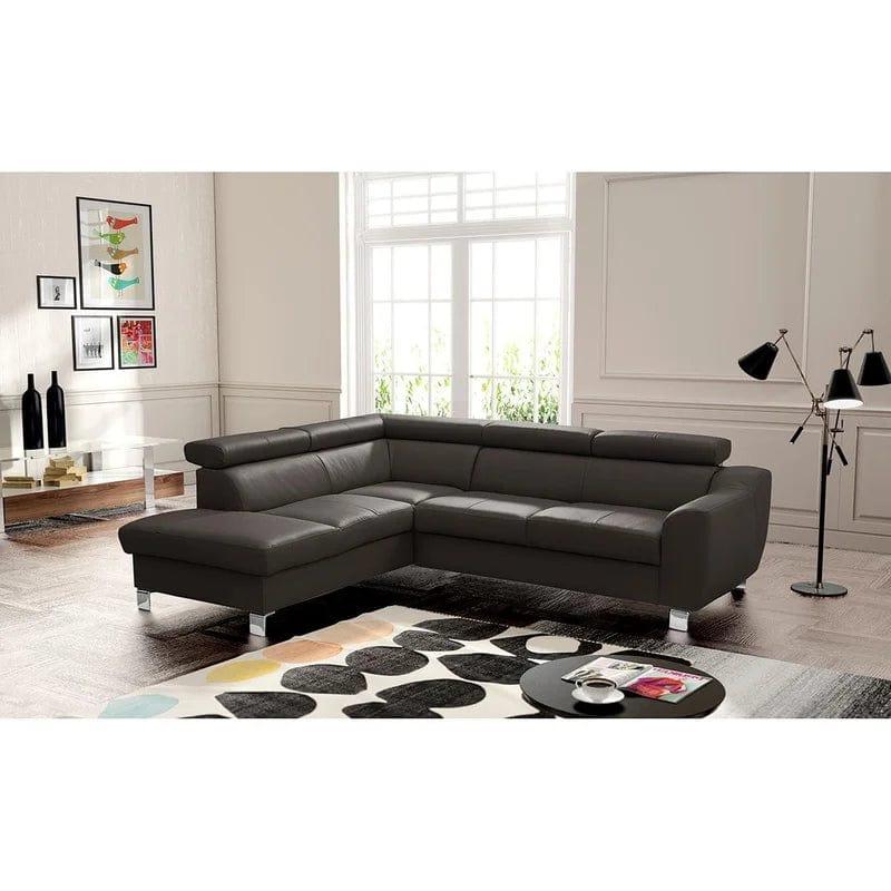 Avaiya Leather Corner Sofa with Ottoman - Ouch Cart