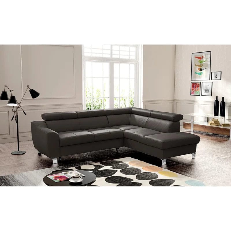 Avaiya Leather Corner Sofa with Ottoman