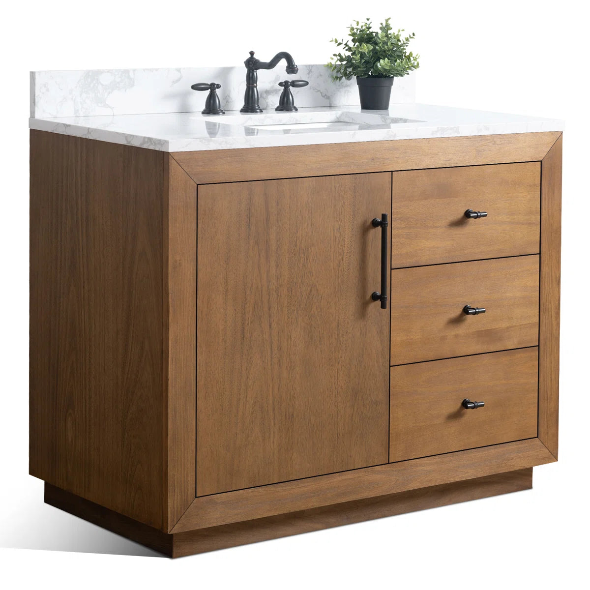 Ouch Cart Wooden Bathroom Vanity Cabinet | Modern Single Sink Vanity with Marble Top – Fox Marvel