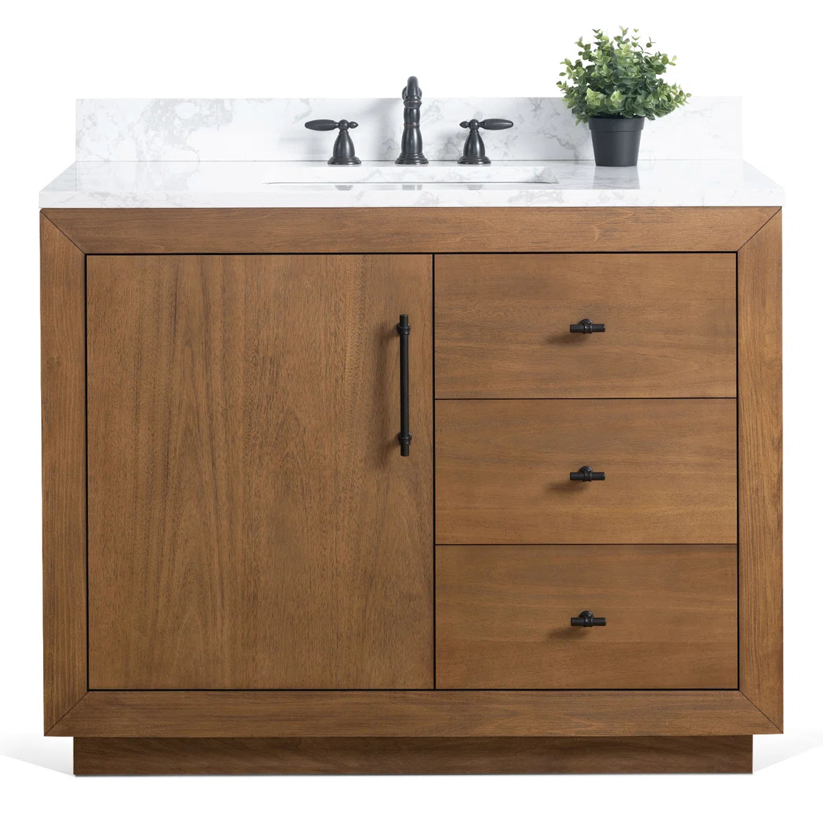 Ouch Cart Wooden Bathroom Vanity Cabinet | Modern Single Sink Vanity with Marble Top – Fox Marvel