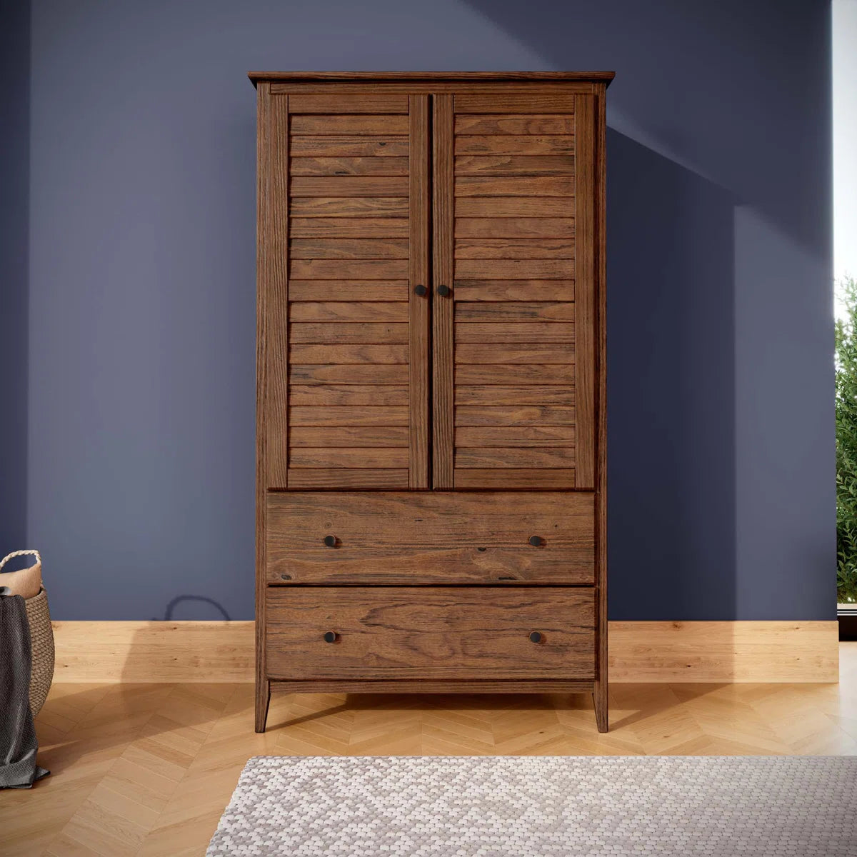 Greenport Armoire Large Storage Solid Wood Wardrobe for Bedroom OUCH CART
