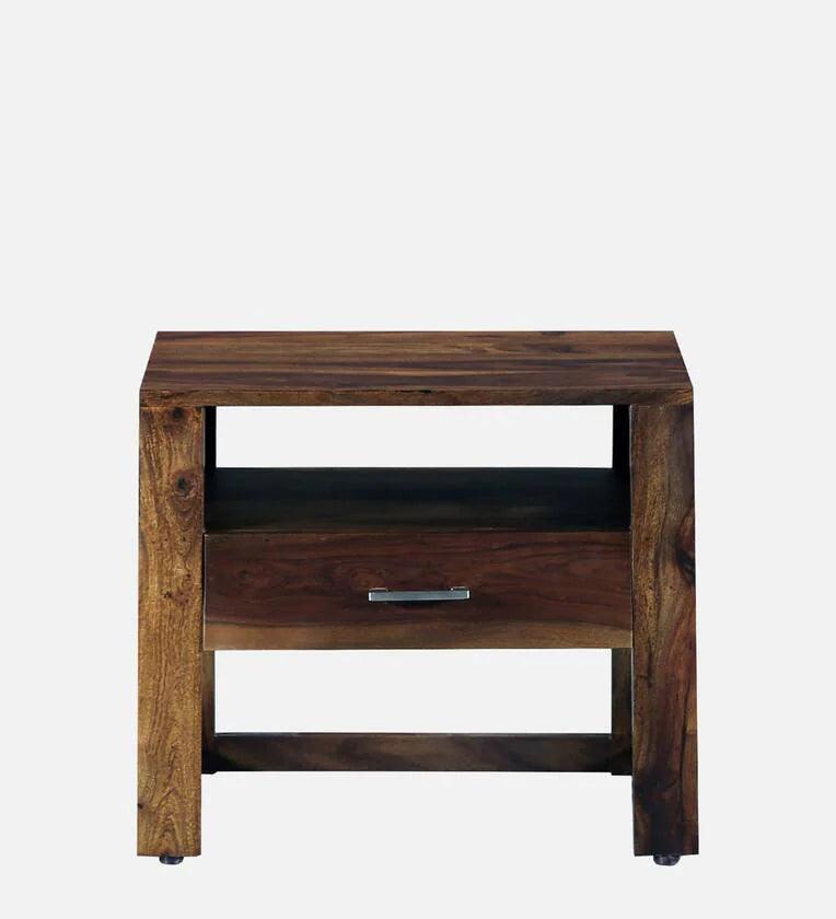 Sheesham Wood Bedside Table In Provincial Teak Finish With Drawer - Ouch Cart