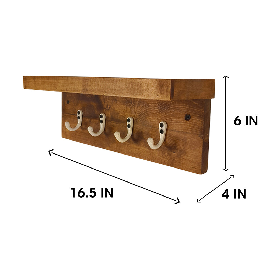 BAXTER Wooden Wall Shelf Organiser with Key Holders