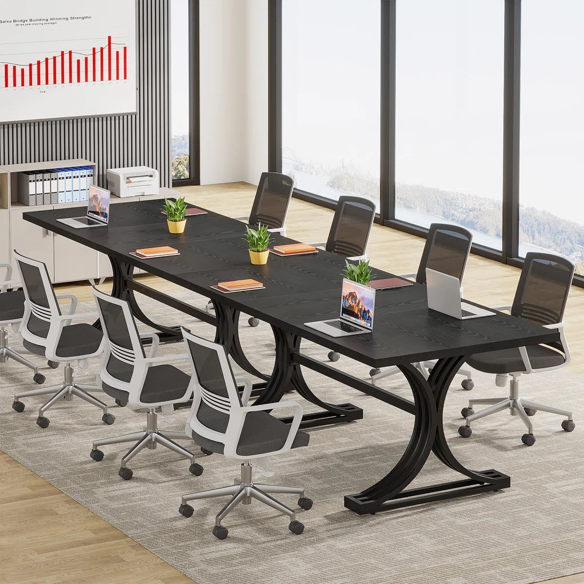 10.5Ft Rectangle Office Conference Table (Set of 2)-ouch cart