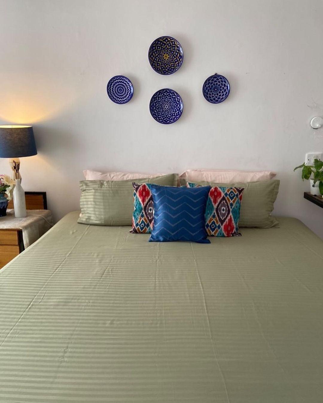 Moss Gray Striped Bedding Set - Ouch Cart