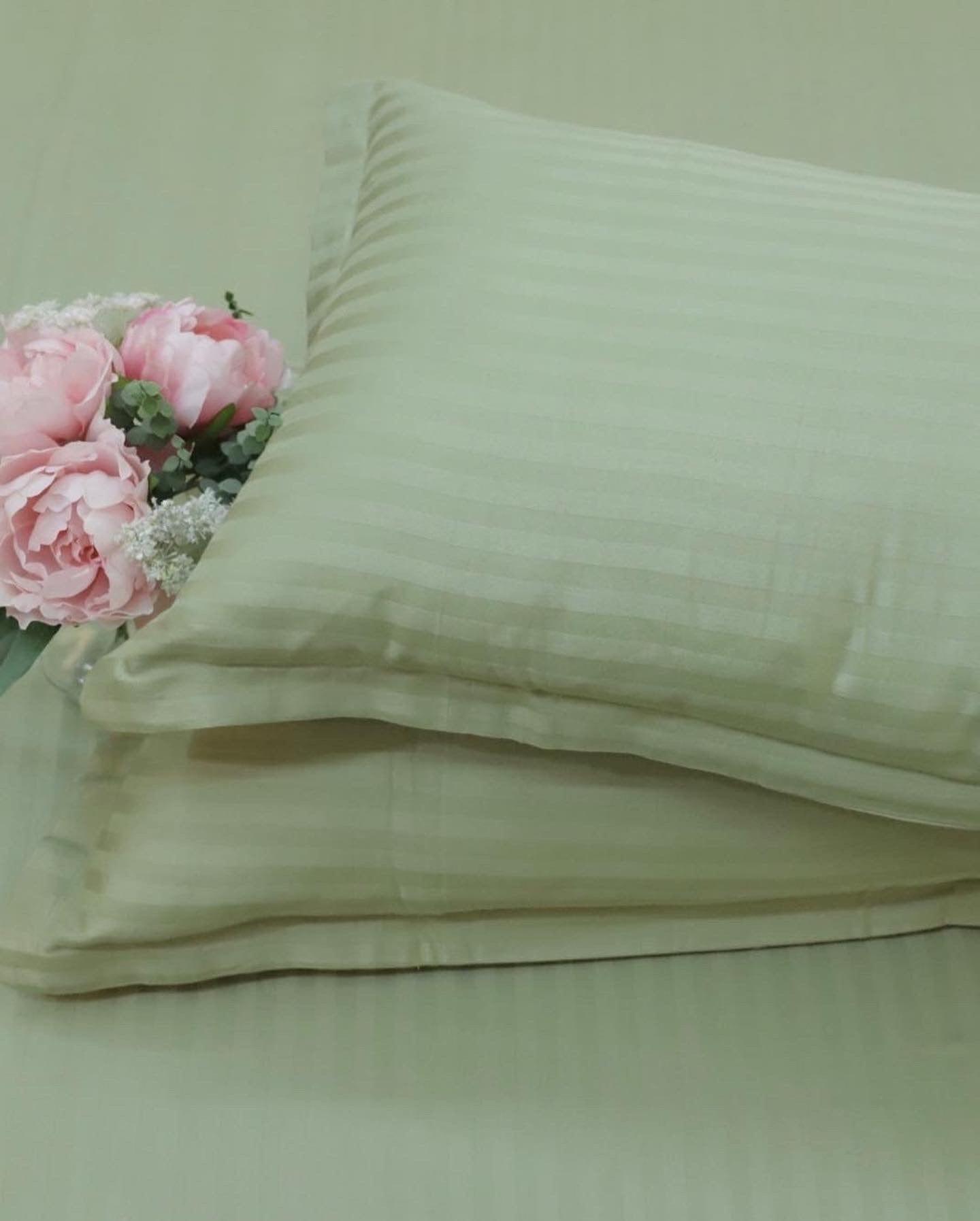 Moss Gray Striped Bedding Set - Ouch Cart