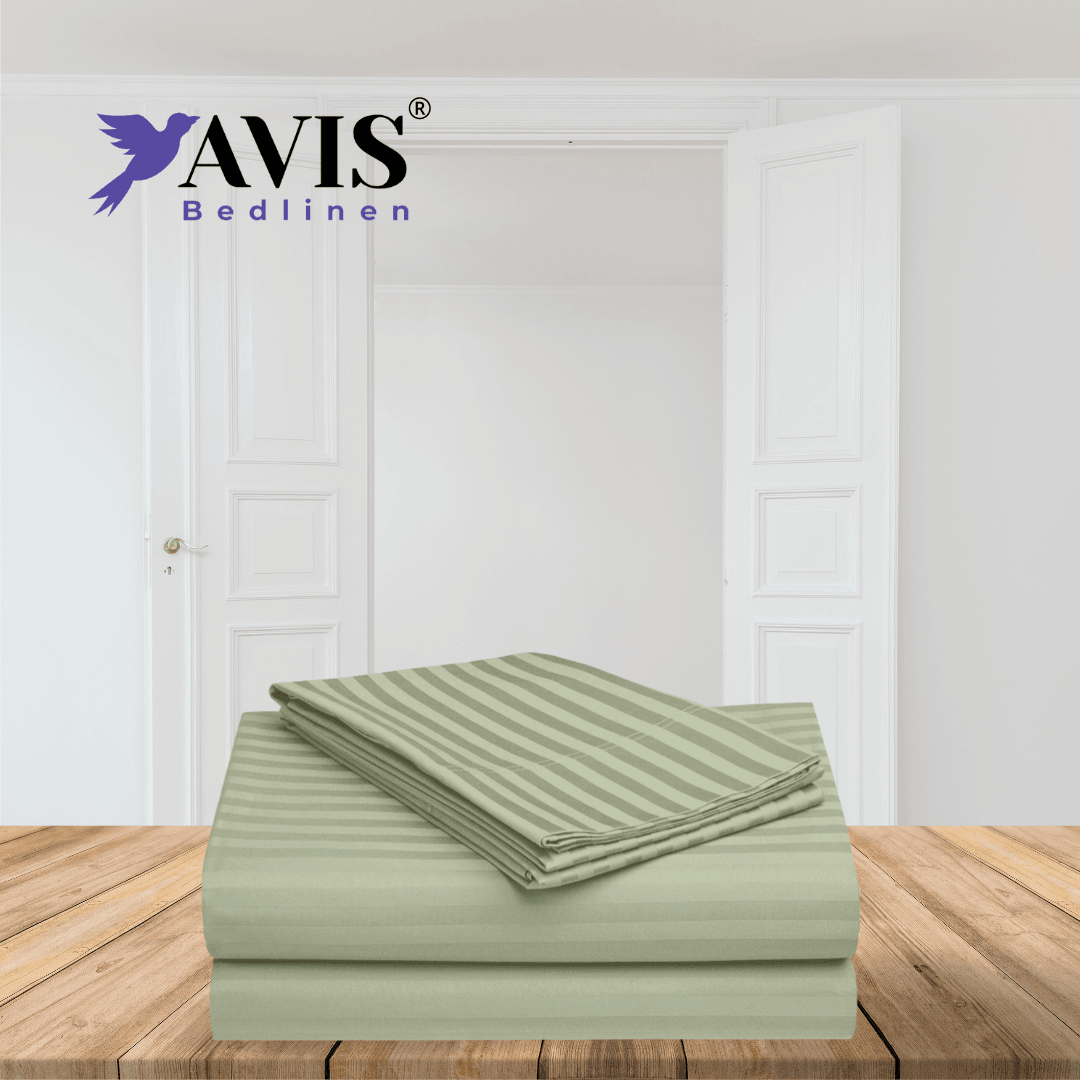 Moss Gray Striped Bedding Set - Ouch Cart