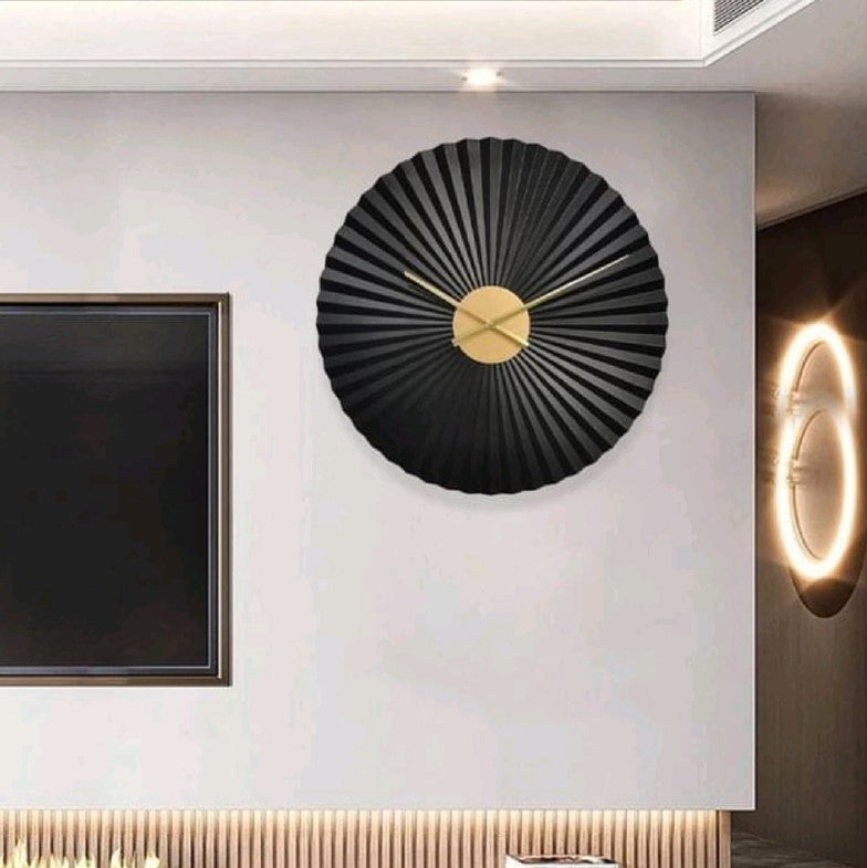 3D Zig Zag Black Metal Wallclock 24Inch N.R.HOMESDECOR