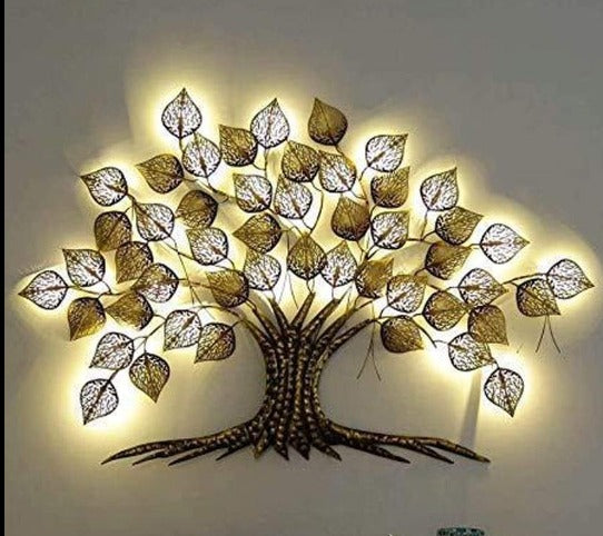 Metallic Banyan Wall Tree With Led Light N.R.HOMESDECOR