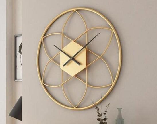 Metallic Geometrical Golden Wall Clock
