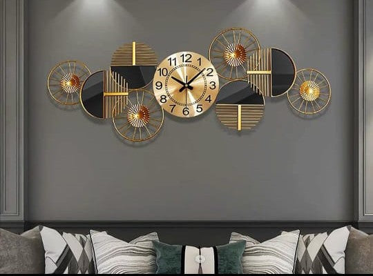 Golden Black Dial Wall Clock N.R.HOMESDECOR