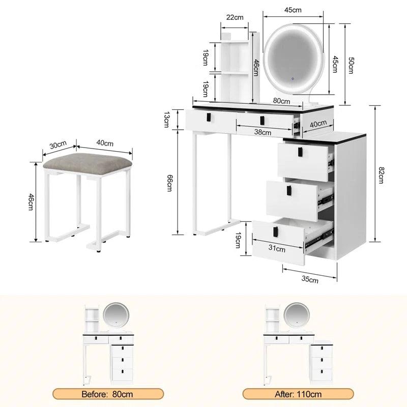 Manon Dressing Table with Mirror - Ouch Cart
