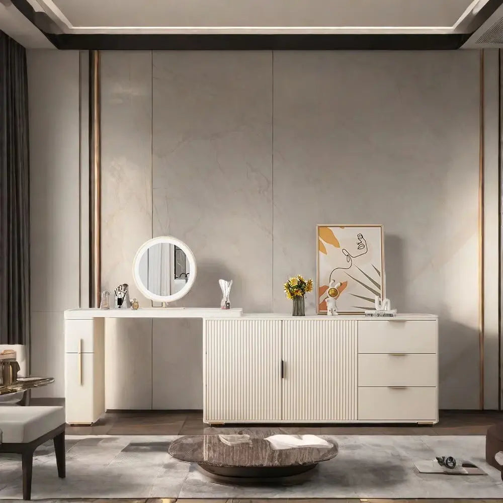 Bartlet Dressing Table without Mirror – Modern Makeup Organizer-OUCH CART |Dressing table