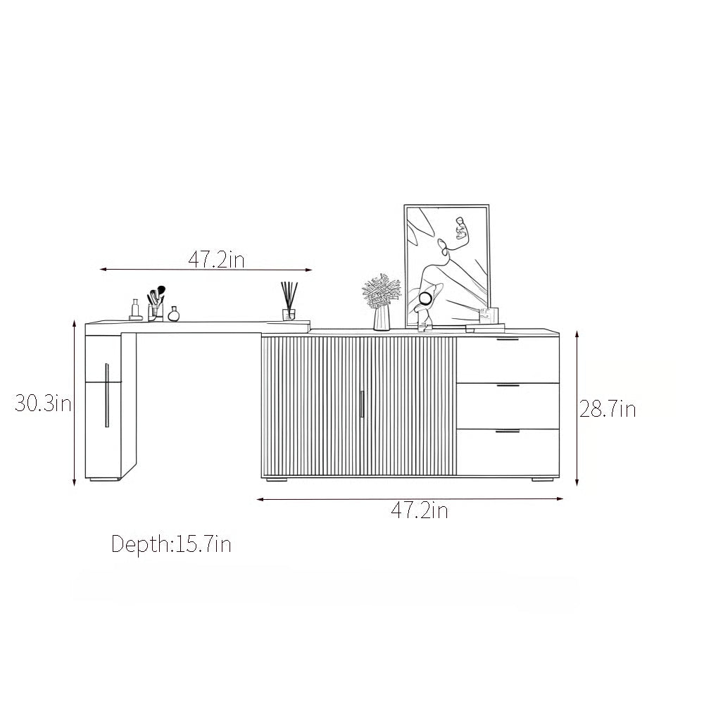 Bartlet Dressing Table without Mirror – Modern Makeup Organizer-OUCH CART |Dressing table