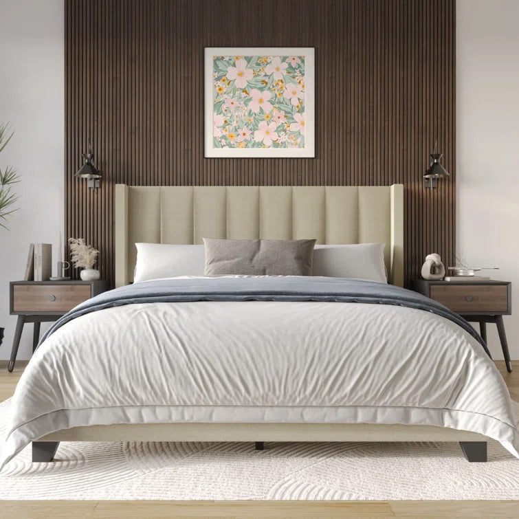 Batholo Upholstered Wingback Bed OUCH CART