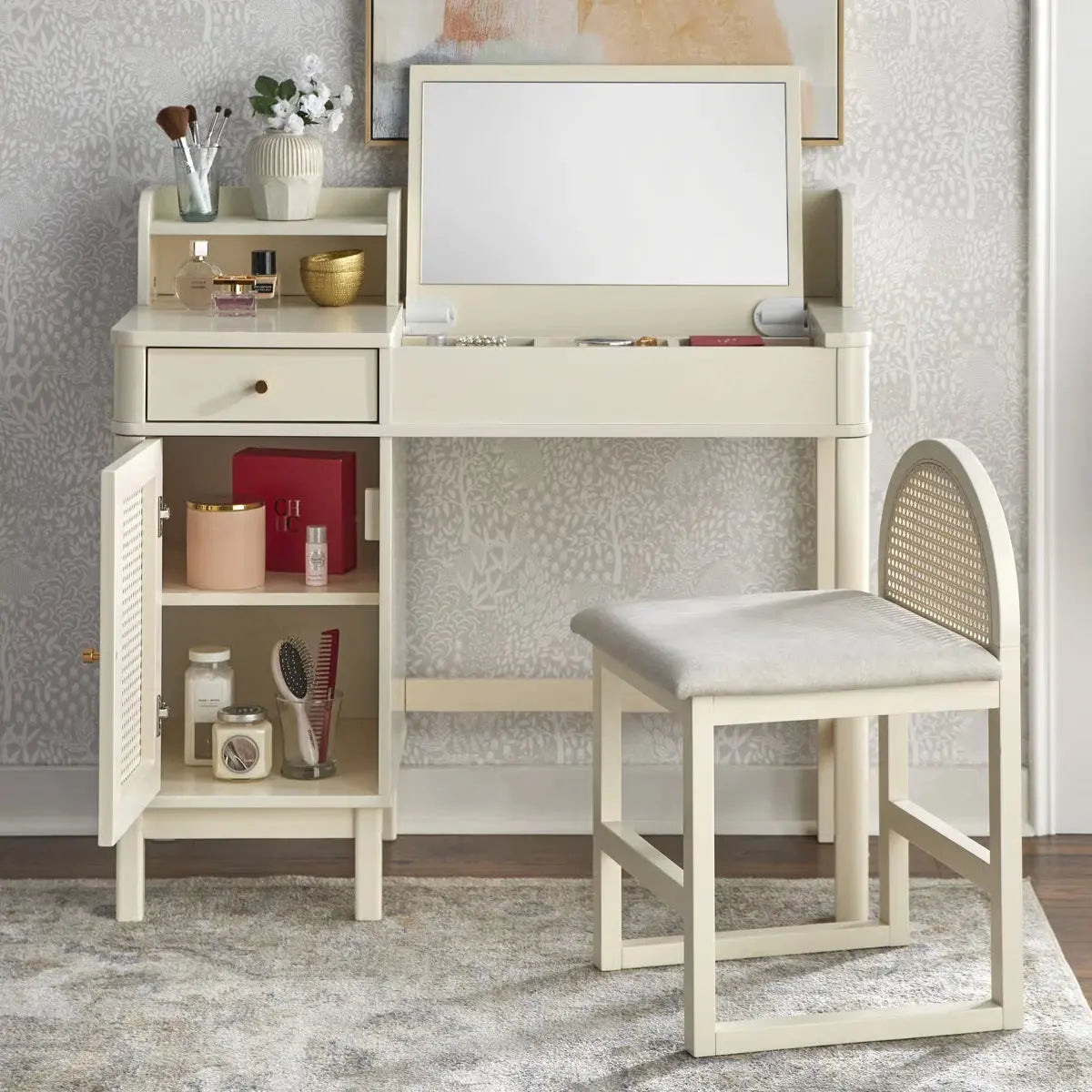 Bayview Makeup Vanity Table with Stool – Elegant Bedroom Dressing Desk