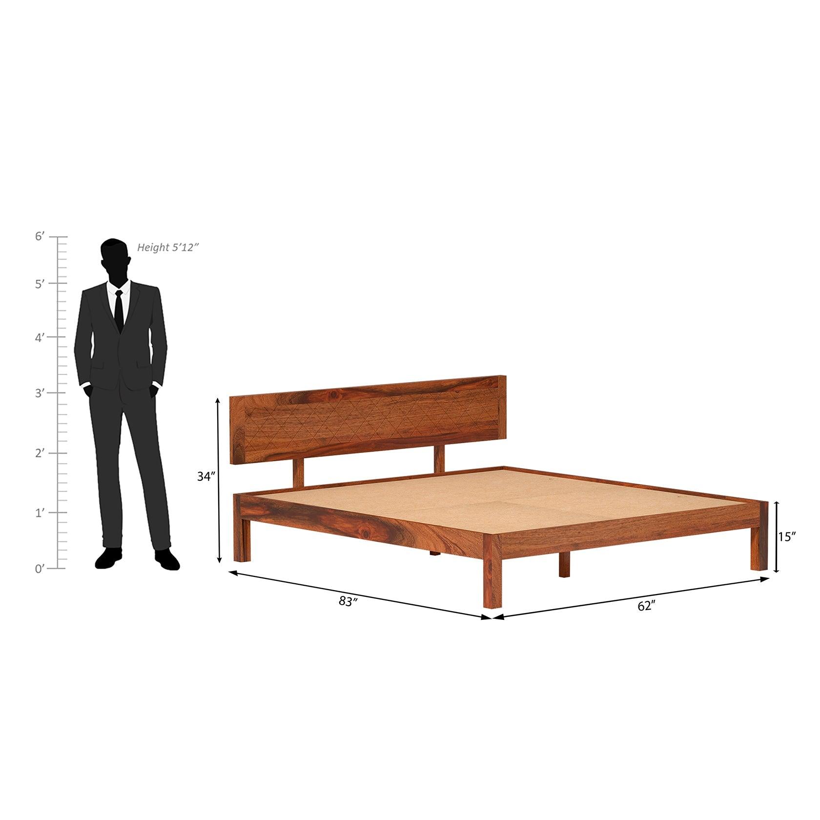 Lofted Sheesham Wood bed Without Storage in Maharani Color - Ouch Cart