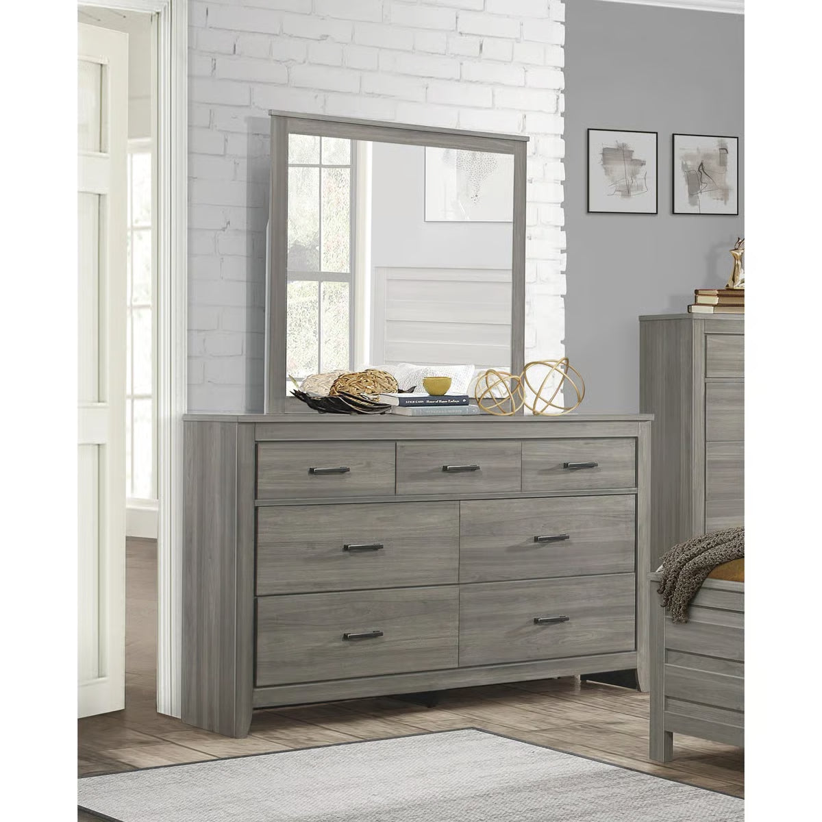 Transitional 7-Drawer Bedroom Dresser – Dark Gray, Scratch & Stain Resistant, No Assembly Needed-OUCH CART |Dressing table