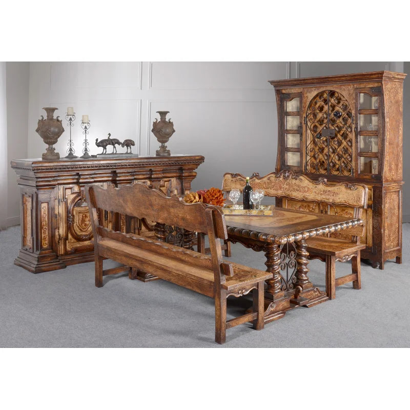 3 - Piece Solid Wood Double Pedestal Dining Set Ouch Cart