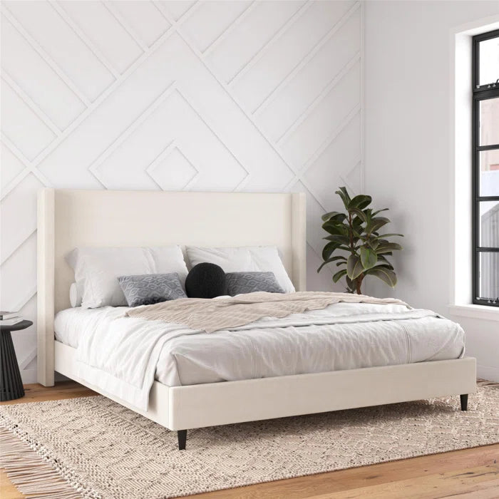 Birzer King Upholstered Wingback Bed OUCH CART