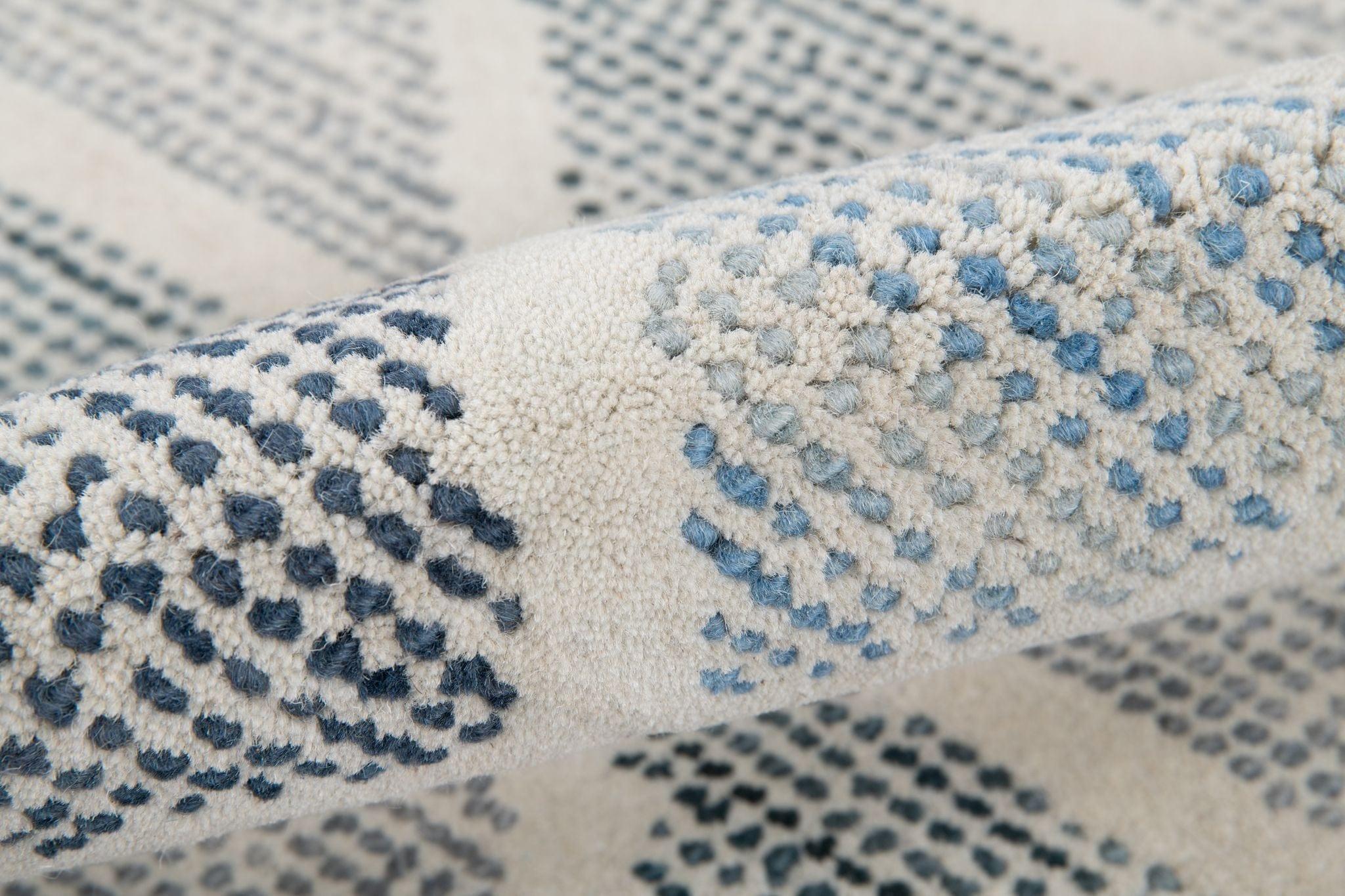 Steel Blue Wool Vector 5x8 Feet Hand-Tufted Carpet - Rug - Ouch Cart