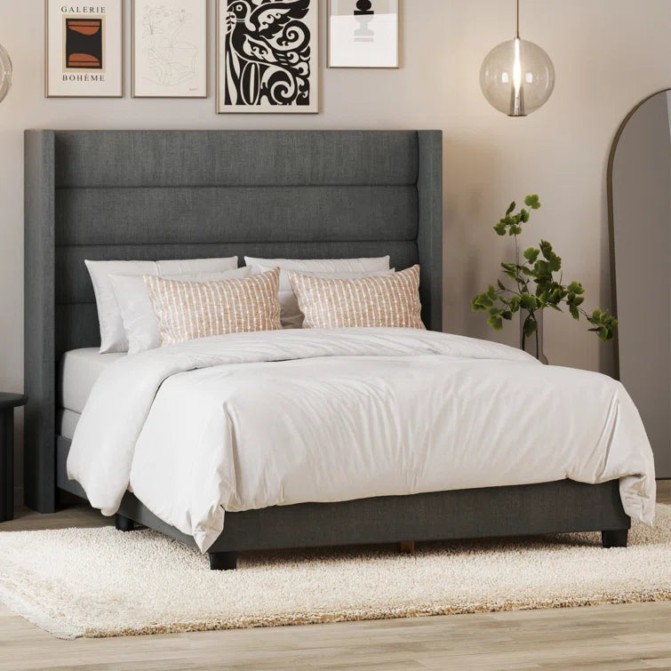 Brantley Tufted Wingback Upholstered Bed Frame OUCH CART