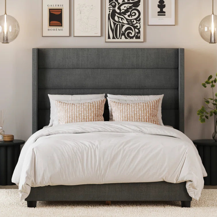Brantley Tufted Wingback Upholstered Bed Frame OUCH CART