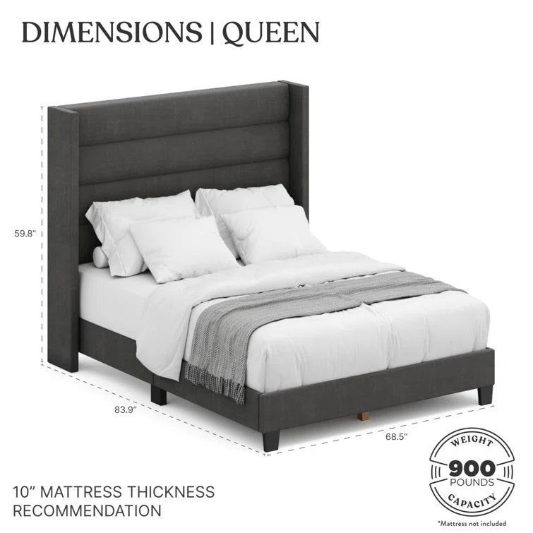 Brantley Tufted Wingback Upholstered Bed Frame OUCH CART