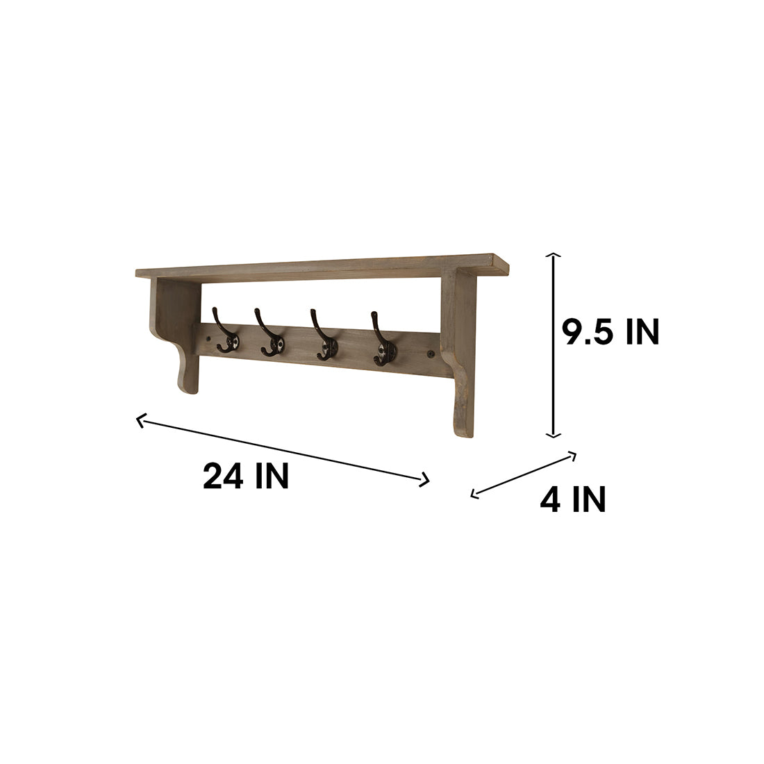 Brentwood Wooden Wall Shelf Organiser with Key Holders
