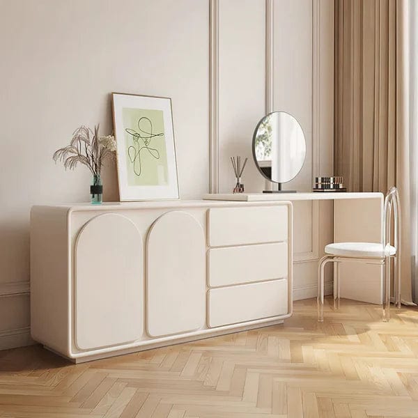 Katarzyna Vanity Dressing Table with Chair & Mirror,  Makeup Vanity, White Vanity Table with Mirror, Vanity Dressing Table Adjustable for Bedroom