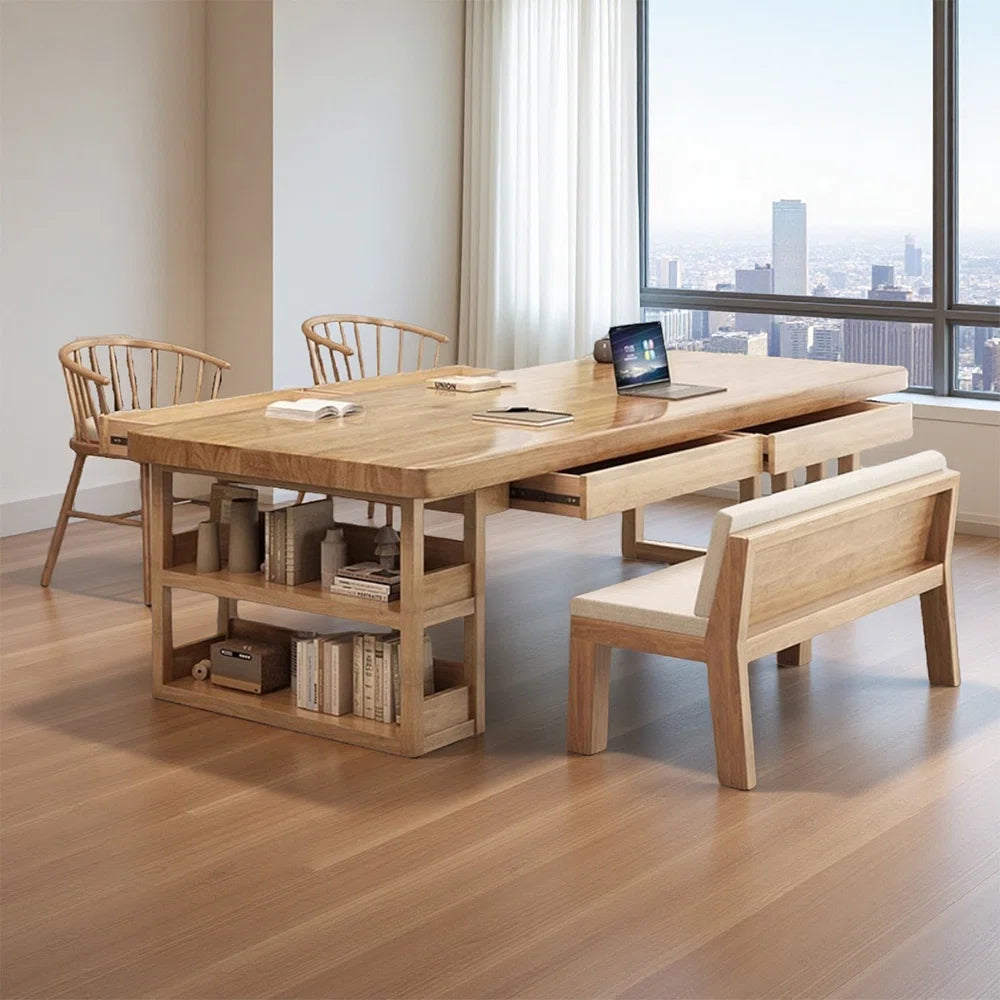 Burlywood Rectangular Solid Wood Conference Tables-ouch cart