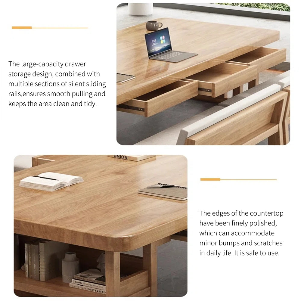 Burlywood Rectangular Solid Wood Conference Tables-ouch cart