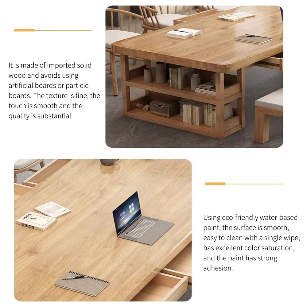 Burlywood Rectangular Solid Wood Conference Tables