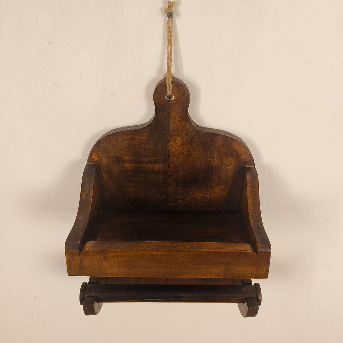 CELIA Wooden Wall Shelf Organiser with Kitchen Roll Holder