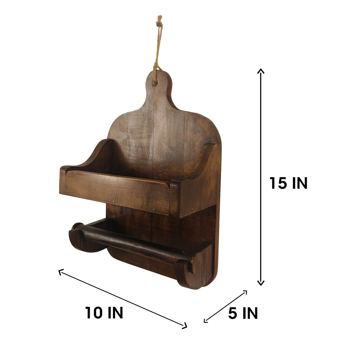 CELIA Wooden Wall Shelf Organiser with Kitchen Roll Holder -OUCH CRT | Kitchen rack